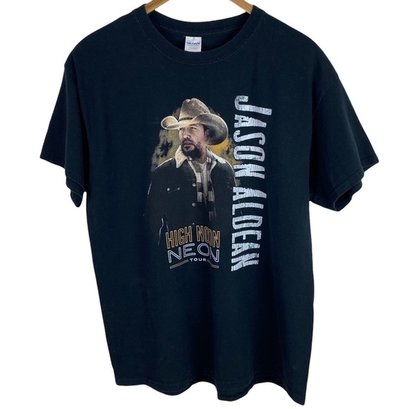 Gildan Jason Aldean High Noon Neon Tour Tee T Shirt Black Concert Graphic Sz L - Picture 7 of 7